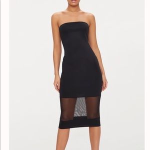 Black Sleeveless Mesh Panel Dress